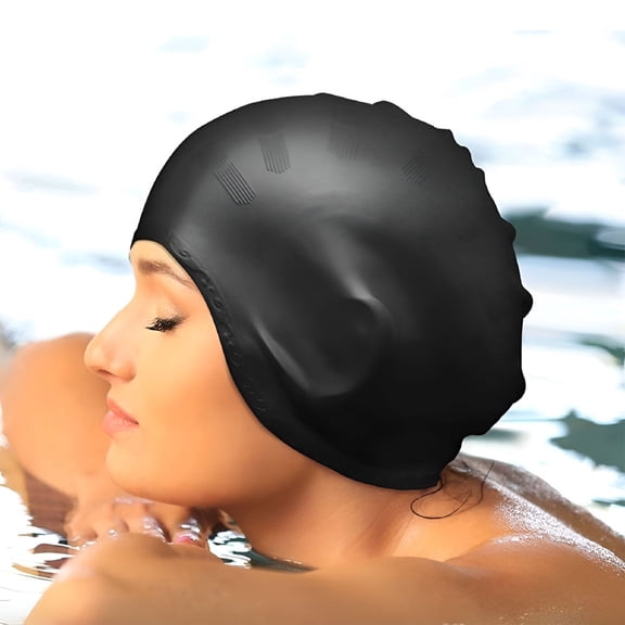 EXLEAF 2026 New Waterproof Adult Silicone Elastic Ears Protector Swimming Pool Cap Hat for Swimming, Diving, Pool, Training, Beach