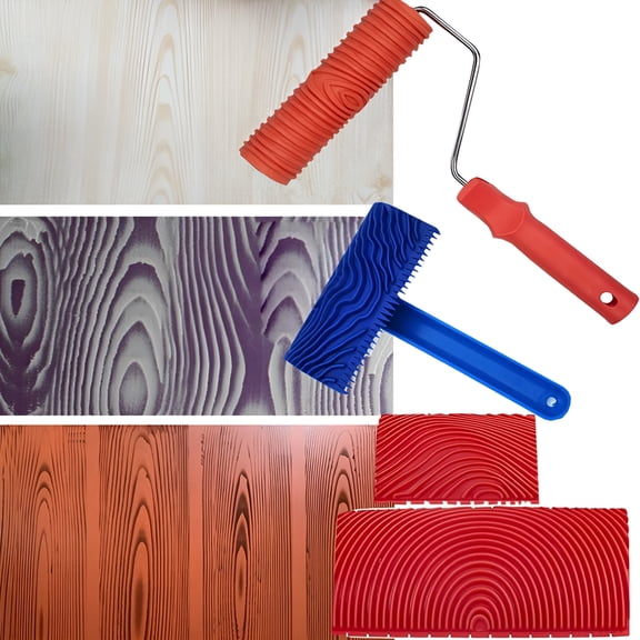EXLEAF 2026 New Wood Grain Tools,4Pcs Wood Grain Roller Painting Tools Texture Pattern with Handles Texture Tool Paint,For Wall Room for Walls,Ceilings,Furniture,Doors,Diy Projects