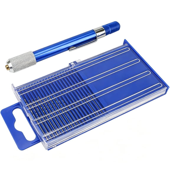 EXLEAF 21PCS Carburetor Jet Drill Bits Pin Vise Set, Numbered 61-80 Mini Jeweler's Chuck, Fine Micro Wire Nano Tool For Jewelry Bead Making Crafts Orifice Drilling Wood DIY