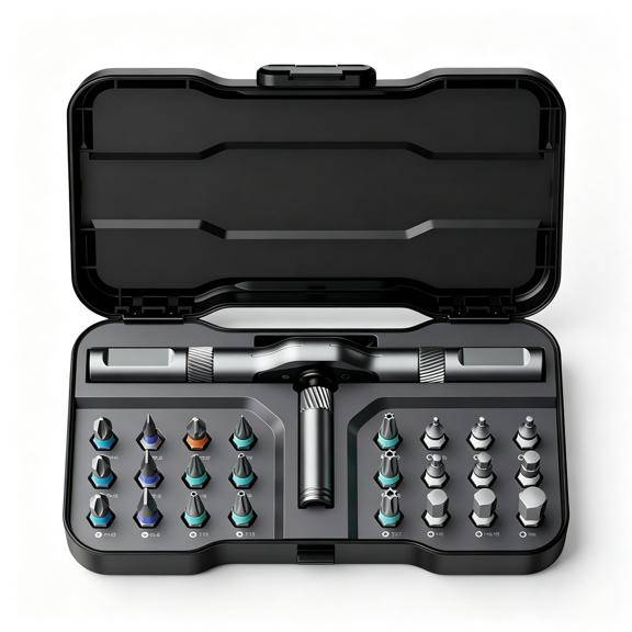 EXLEAF 24In 1 Magnetic Ratchet Screwdriver Set,Mini Bit Driver Kit with Reversible T-Handle,40-Tooth Magnetic Multi-Bit Tool for Tight Spaces,Furniture Assembly,Bike Repair&Edc,With Case
