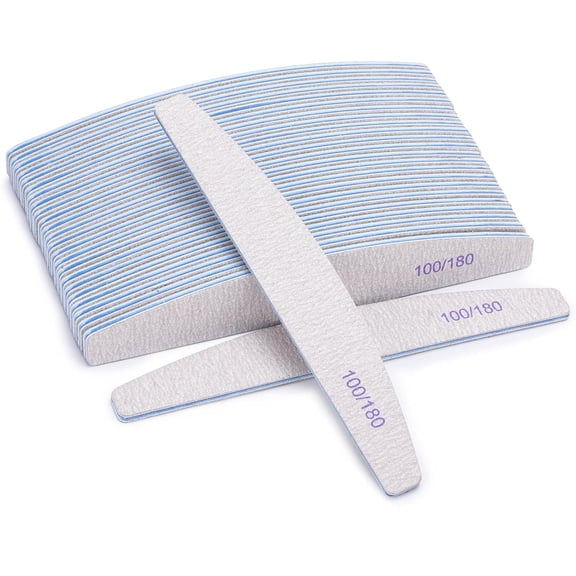 EXLEAF 25Pcs 100/180 Grit Nail File Set - Double-Sided Emery Boards for Acrylic, Gel & Natural Nails - Professional Nail Files Professional 100/180 Grit Nail Files