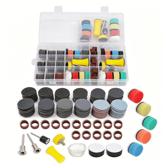 EXLEAF 268 PCS 1 Inch Wet Dry Sanding Discs and Drums for Dremel Sanding Bits, Hook and Loop Sandpaper 60-10000 Grit for Dremel Rotary Tool Accessories, Micromesh Pads Polishing Kit