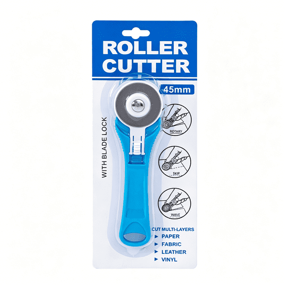 EXLEAF 28Mm Rotary Cutter for Fabric and Quilting High-Grade Steel Cutter Wheel with Safety Lock Non-Slip Grip Interchangeable Blade for Sewing Crafts Leather Paper Diy Projects,Blue