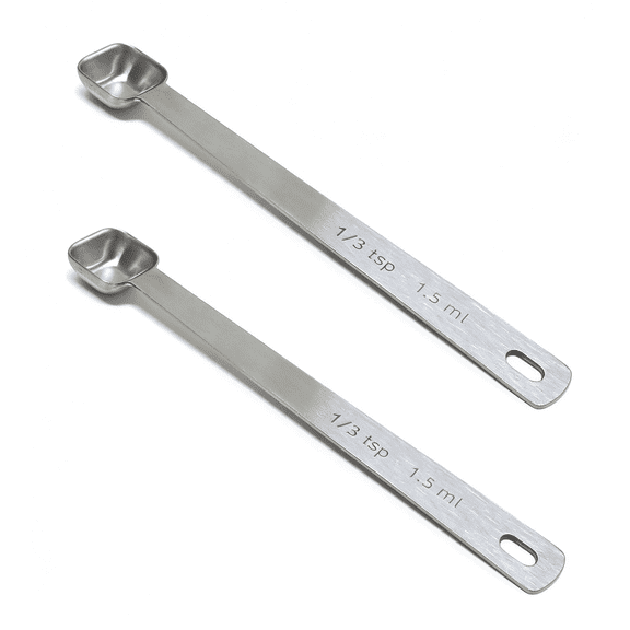 EXLEAF 2Pcs 1/3Tsp(1.5Ml)Tiny Measuring Spoon,Small Teaspoon for Tiny Amounts,High Food-Grade Stainless Steel,Rust-Free,Dishwasher-Safe,Easy-Read Markings,Multi-Purpose,Sturdy&Durable