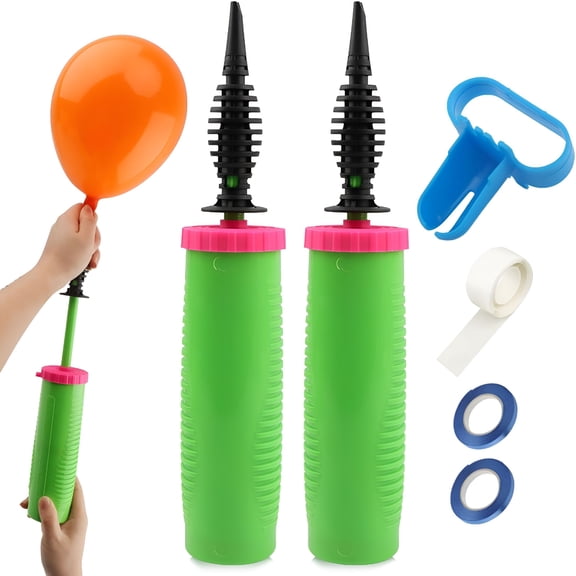 EXLEAF 2Pcs Balloon Pump Hand Two-Way Dual Action Inflate,With Balloon Tying Tool,Hand Blower Air Pumper for Balloons,Handheld Air Pump,Portable Manual Balloons Inflators for Party