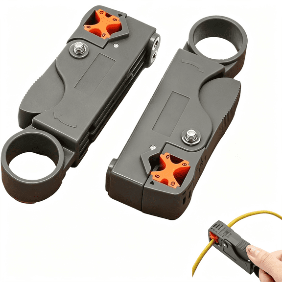 EXLEAF 2Pcs Cable Stripper Coax Wire Cutter Strippers Tools Jacket Mini Cutters Kit for Rg59 Rg58 Rg6 Rg11 Compression and Crimping Tool Set for Wires Cable Stripper