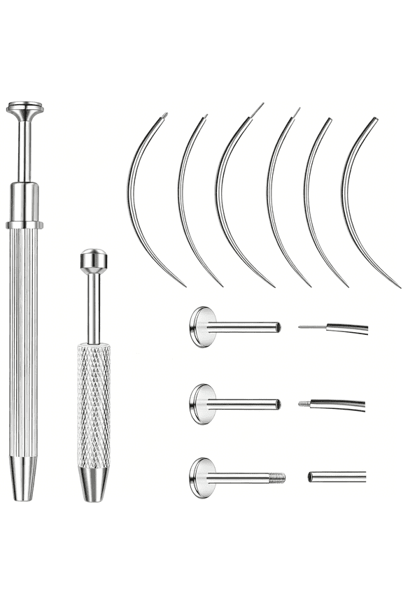 2Pcs Piercing Ball Grabber Tool for Changing Jewelry,Stainless Steel Flat Back Earring Applicator Internally Threaded Push Pin Piercing Grabber Tool,Anti Slip 4 Claw Gem Ball Grabber Tool
