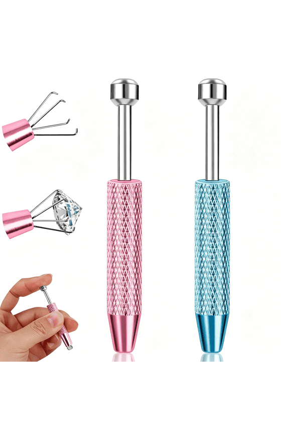 2Pcs Piercing Ball Grabber Tool for Changing Jewelry,Stianless Steel Flat Back Earring Applicator Internally Threaded Push Pin Piercing Grabber Tool,Anti Slip 4 Claw Gem Ball Grabber Tool