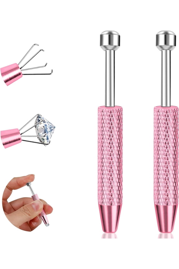 2Pcs Piercing Ball Grabber Tool for Changing Jewelry,Stianless Steel Flat Back Earring Applicator Internally Threaded Push Pin Piercing Grabber Tool,Anti Slip 4 Claw Gem Ball Grabber Tool