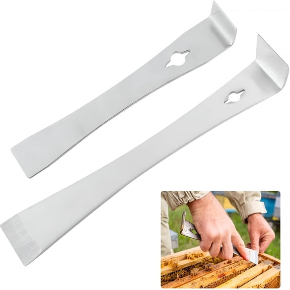 EXLEAF 2Pcs Pry Bar Scraper Set,Stainless Steel Flat Pry Bar Set with Scale,7-1/4" & 9-1/4" Flat Pry Bar Compact Design Multi-Purpose Pry Tool,Heavy Duty Nail Puller Scrape and Pry Bar