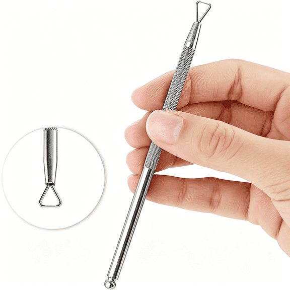 EXLEAF 2Pcs Silver Stainless Steel Cuticle Pushers Triangle Cuticle Peeler&Scraper Nail Art Gel Polish Remover Tools for Manicure&Pedicure,Fingernail&Toenail Care