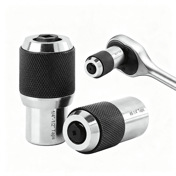 EXLEAF 2Pcs Tap Socket Set, 3/8" Drive Tap Holder for Tight Spaces | Tap Extractor Tool with Adjustable Jaws (#6-1/2" and 1/4"-1/2" Taps), Suitable for Taps, Reamers, Screw Extractors