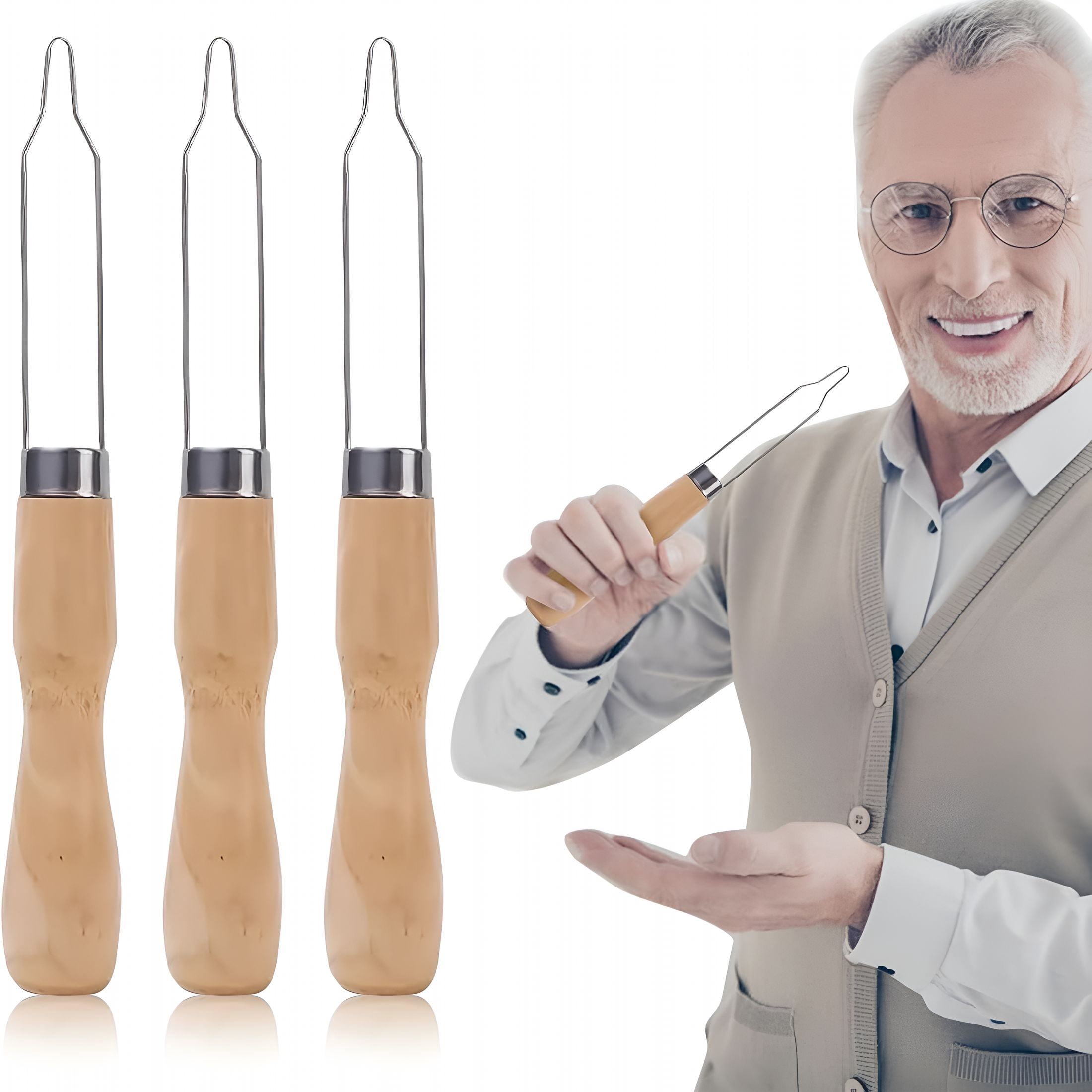 EXLEAF 3-Pack Button Hook Assist Device with Easy-Grip Wooden Handle ...