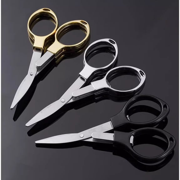 EXLEAF 3-Pack Folding Scissors Stainless Steel - Portable Mini Travel Scissors Suitable for Outdoor Camping,Crafts,First Aid Kit - Gold,Silver,Rose Gold Travel Scissors Tsa Approved