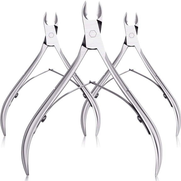 EXLEAF 3 Pack Silver Cuticle Trimmer Nippers Cutter Tool Stainless Steel Nail Cuticle Scissors Remover with Pointed Blade Scissors Pedicure Manicure Tool for Fingernails and Toenails Nail Care