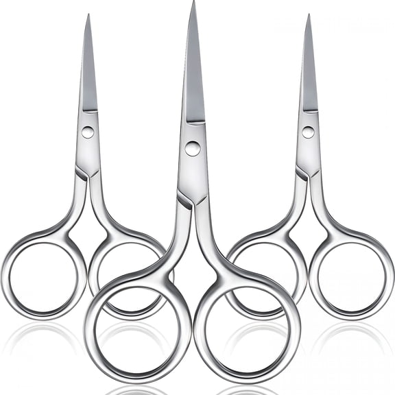 EXLEAF 3 Pack Small Nose Scissors Facial Hair Trimming Mini Stainless Steel Pointed Scissor for Grooming Eyebrows,Nose,Mustache,Beard