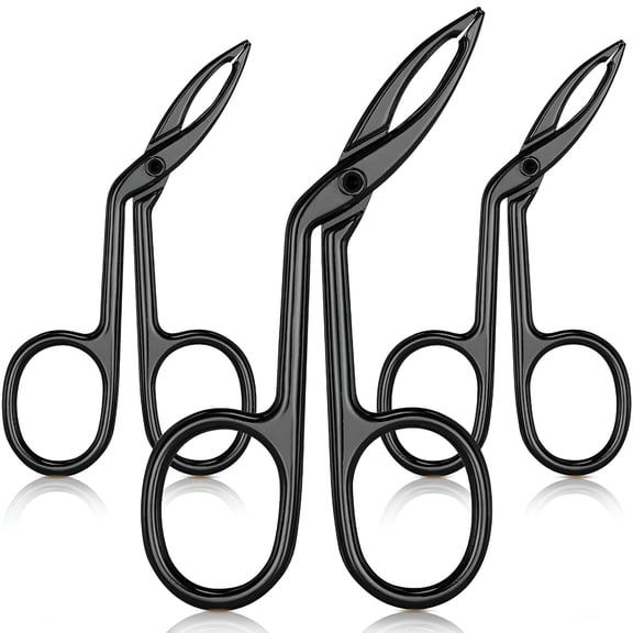 EXLEAF 3 Pcs Eyebrow Scissor Tweezers with Handle Flat Straight Tip Facial Hair Eyebrow Tweezer for Women Precision Stainless Steel Brow Remover Slanted Nose Wig Plucker for Women Men(Black)