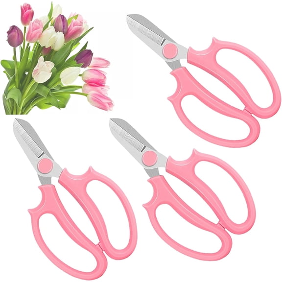 EXLEAF 3 Pcs Garden Scissors Floral Shears,Professional Floral Scissors with Comfortable Grip Handle,Premium Garden Pruning Shears for Plants Trimming and Fruit Picking Trimming,Pink