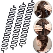 EXLEAF 3 Pcs Hair Braiding Tool Roller with Hook Magic Hair Twist Styling Bun Maker Diy Hair Style Accessories Black