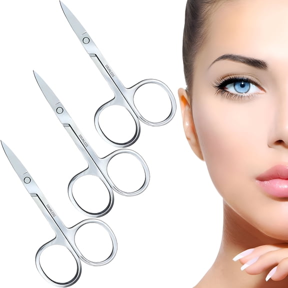 EXLEAF 3 Pcs Nail Scissors Professional Multi-Purpose Curved Blade Eyebrow Scissors Sharp Cuticle Scissors for Toenails,Manicure,Pedicure,Cuticle,Nose Hair,Beard,Eyebrows