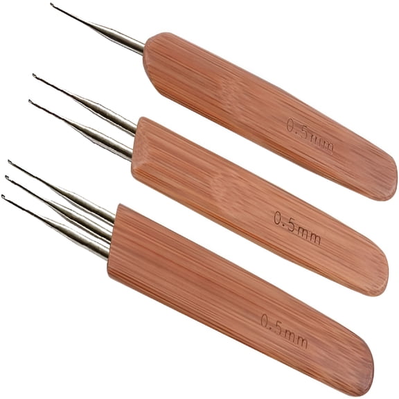 EXLEAF 3 Pcs/Set Dreadlock Crochet Hook for Hair,Dreadlock Needle Tool for Braid Craft,Dread Locks Crochet Needles 0.5Mm (1 Hook,2 Hooks,3 Hooks)