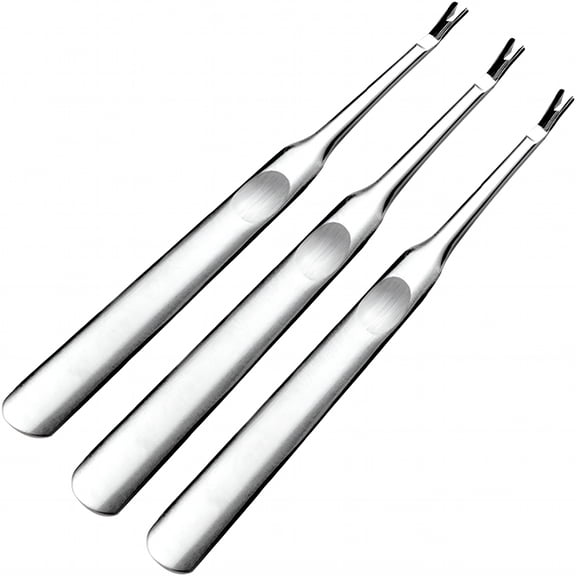 EXLEAF 3 Pcs Stainless Steel Cuticle Trimmer Remover Pusher Dead Skin Callus Removal Fork for Cuticle Trimmer Manicure Pedicure Nail Art Tool
