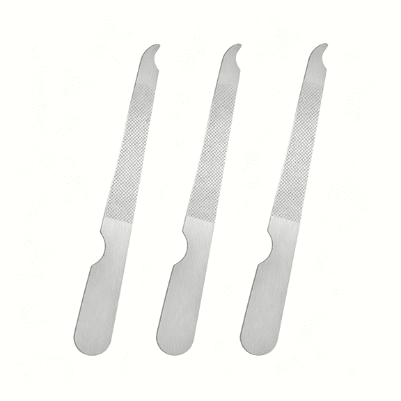 EXLEAF 3 Pcs Stainless Steel Nail File, Metal Double Sided Curved Sharp Pointed Fingernail Files for Salon and Home Manicure (Silver)