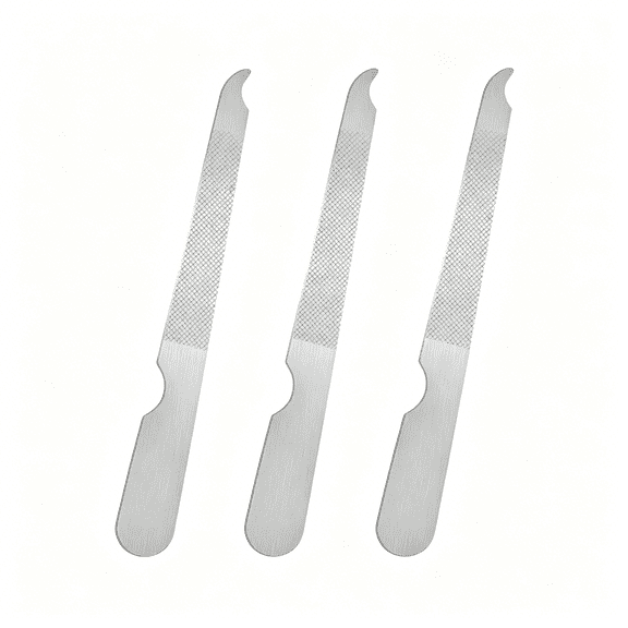 EXLEAF 3 Pcs Stainless Steel Nail File Metal Double Sided Nail File with Curved Sharp Pointed for Salon and Home Manicure Files(Silver)