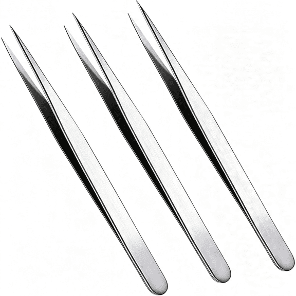 EXLEAF 3 Pcs Straight Pointed Tip Tweezers Isolating Eyelash Extensions Lash Tweezers for Women Facial Hair Pointed Blackhead Remover Precision Eyebrow Splinter