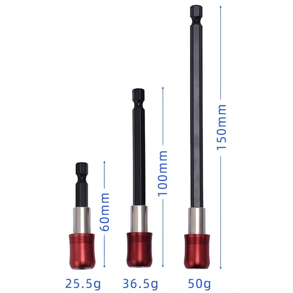 EXLEAF 3-Piece Magnetic Drill Bit Extension Set,1/4 Inch Hex Shank Quick Release Screwdriver Bit Holders,2/4/6 Inch Lengths,Heavy-Duty Steel for Impact Drivers,Drills&Hex Bits