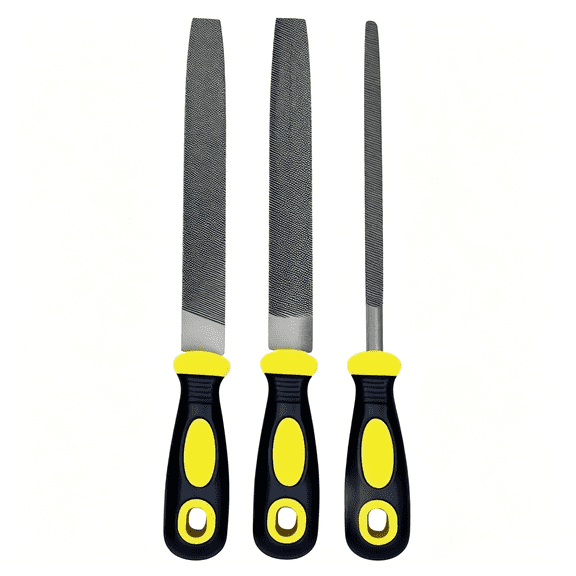 EXLEAF 3 pcs Metal File Set, 8-inch,Professional High Carbon Steel File, Includes Flat/Round/Half-Round,Work for Metal, Wood
