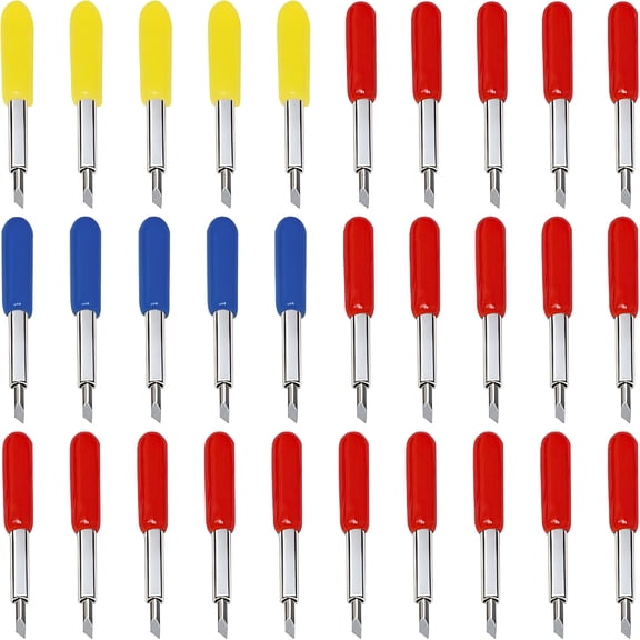 EXLEAF 30 PCS Replacement Blades for Craft Cutting Tool Set Includes 20 Premium Fine-Point, 5 Shallow-Cut & 5 Deep-Cut Blades for Vinyl, Fabric & Cardstock