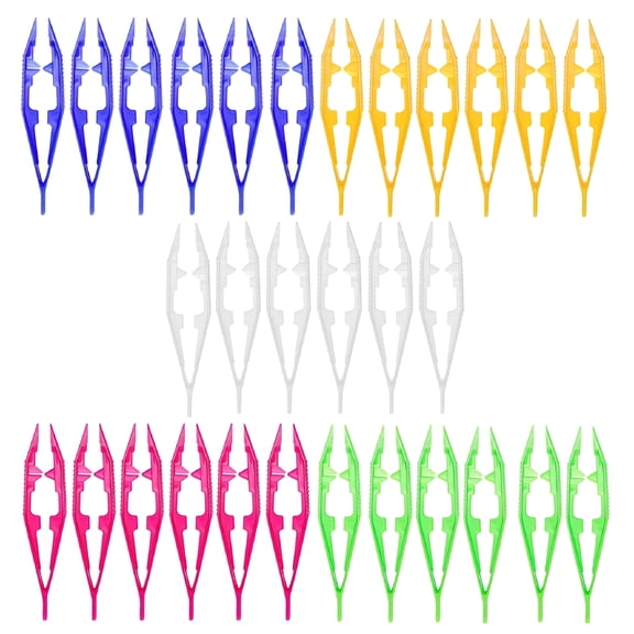 EXLEAF 30Pcs Plastic Tweezers 5 Assorted Colors Craft Forceps Tools for Handmade Diy Creative Beading Projects Jewelry Making Kids Adult Home Classroom School