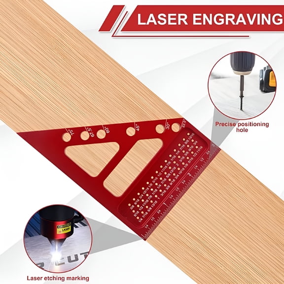 EXLEAF 3D Square Tool for Woodworking-Multi-Angle Carpenter Square Ruler with Degree Scriber And Pin,6.5"X5.79" Precision Speed Square for Construction,Diy,Craftsmen,Marking&Layout(Blue,Metric)