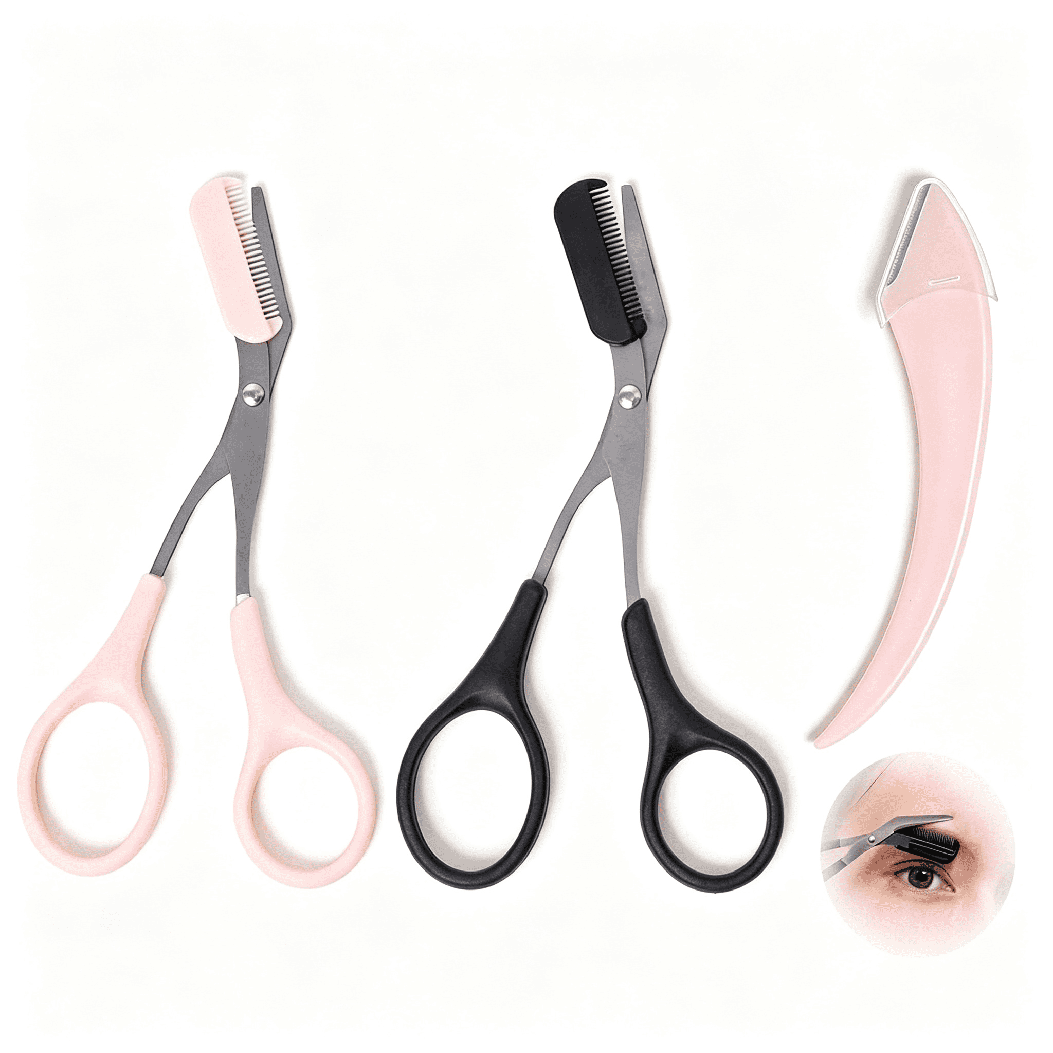 EXLEAF 3Pack Eyebrow Scissors with Comb,Stainless Steel Eyebrow Trimmer ...