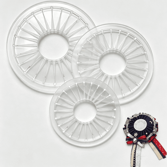 EXLEAF 3Pcs Rosette Maker,9/12/15Cm Ribbon Rosette Maker Tool,Clear Plastic Template for Diy Handmade Fabric Flowers,Bows,Brooch