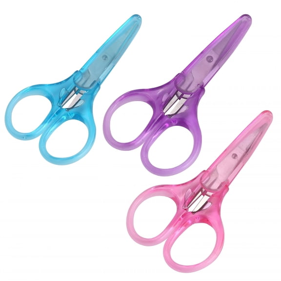 EXLEAF 3Pcs Small All Purpose Craft Scissors - Stainless Steel with Protective Cover, Mini Detail, Precision Straight Fine Tips for Paper Cutting, Scrapbooking