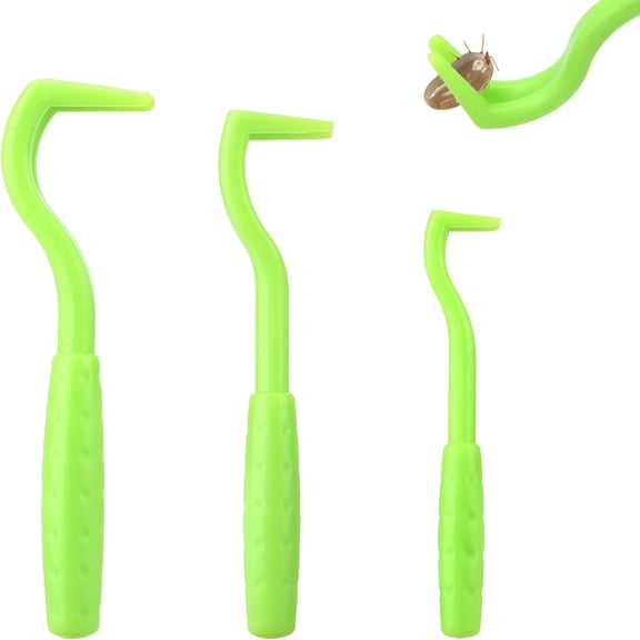 EXLEAF 3Pcs Tick Remover Tool Kit,3 Sizes Green Plastic Painless Tick Puller Twister Tweezers Safe&Easy Remover Tools for Dogs,Cats,Horses and Humans