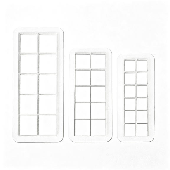 EXLEAF 3Pcs White Geometric Multicutter Square Cake Fondant Cutter Square Cookie Cutter Set,3 Size Biscuit Cutters Cake Decorating Use Safety Easy to Clean and Store,Baking Tools and Accessories