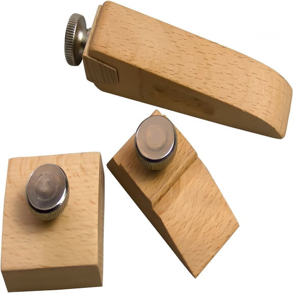 EXLEAF 3Pcs Wooden Sandpaper Block Set,Square Bevel Wedge Hand Sanding Block,Handmade Leather Edge Grinding Polishing Tool for Diy Leather Craft Accessories