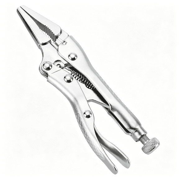EXLEAF 4-1/2 Inch Mini Long Nose Locking Pliers, Chromium-Vanadium Steel Locking Pliers, Locking Adjustable Vise Grips for Clamping Twisting Welding