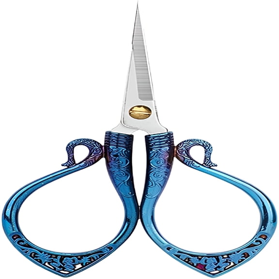 EXLEAF 4.1" Vintage Embroidery Scissors,Stainless Steel Small Sewing Scissors Sharp Shears for Sewing Crafting Art Work Cross Stitch Cutting Handcraft Crochet Knitting Needlework Diy Tools Blue