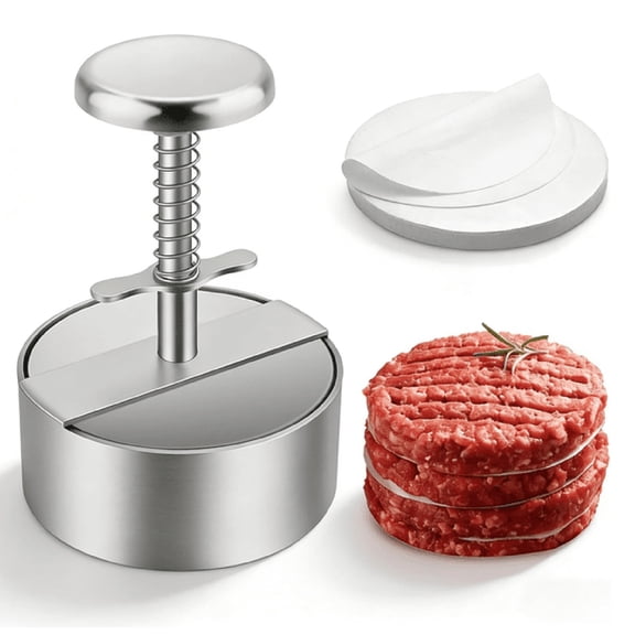 EXLEAF 4.5 Inch Hamburger Press,Round Stainless Steel Burger Patty Press,Adjustable Burger Maker with Clear Scales,Easy to Clean for Kitchen,Bbq & Sandwich