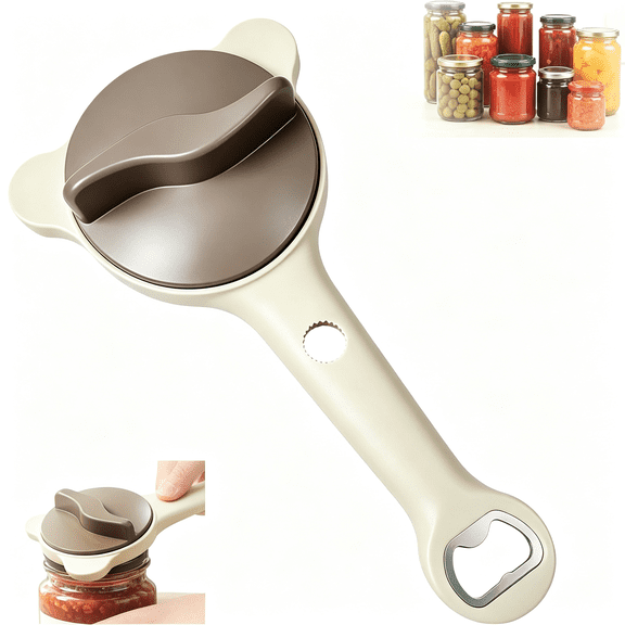 EXLEAF 4-In-1 Jar Opener for Seniors with Weak Hands,Adjustable Lid Opener with Stainless Steel Grip Teeth,Easy-Grip Bottle Cap Remover for Common Kitchen Jars,1 Pack