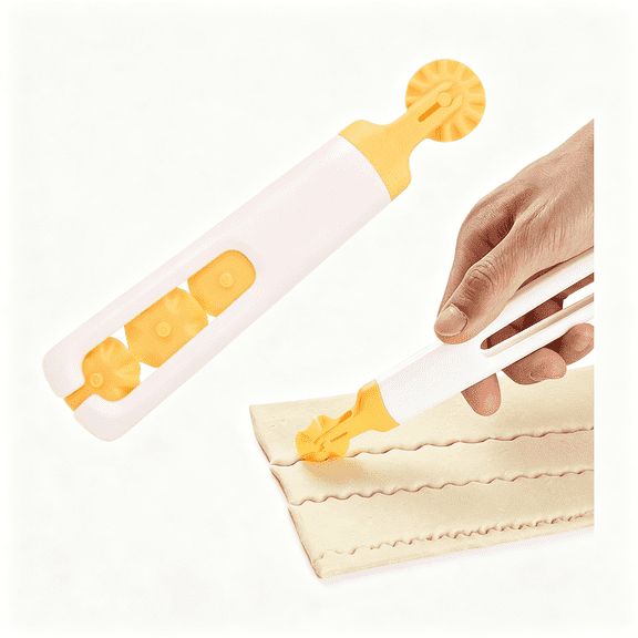 EXLEAF 4-In-1 Pastry Cutter Wheel with Interchangeable Patterns-Abs Pastry Wheel Cutter Tool for Pie Crust Crimper,Pizza Slicer,Pasta Cutter Wheel,Cake Decorating and Bread Edge Embosser