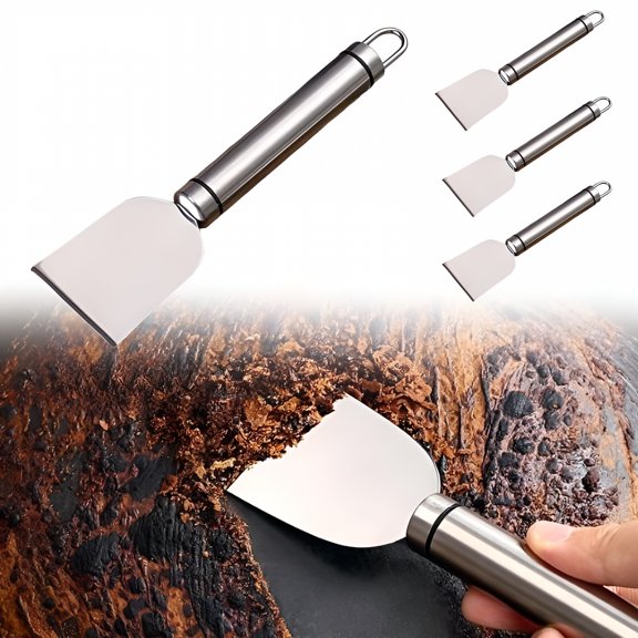 EXLEAF 4 Pack Stove Scraper for Tough Case - Wide Using Stainless Steel Scraper for Stove Bbq Grill Kitchen - Scraper for Cleaning Stove Top,Cooktop,Oven,Glass Scraper