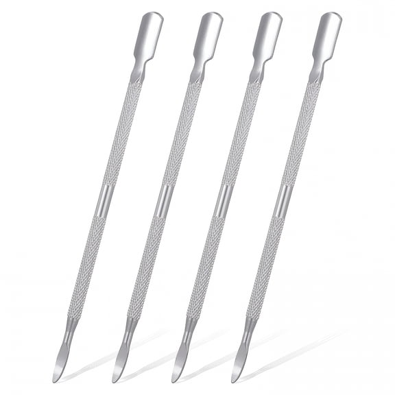 EXLEAF 4 Pcs Nail Pusher and Remover Tool,Dual Head Metal Cuticle Pusher Set,Stainless Steel Manicure Pedicure Nail Care Tools,Nails Cleaner Tool Cuticle Pushers for Fingernails Toenails