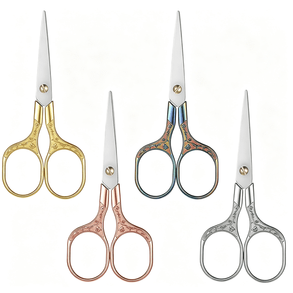 EXLEAF 4 Pcs Small Embroidery Scissors,Embroidery Scissors Precision Cutting with Pointed Blades,Stainless Steel Craft Snips for Yarn,Fabric&Crafts(5")
