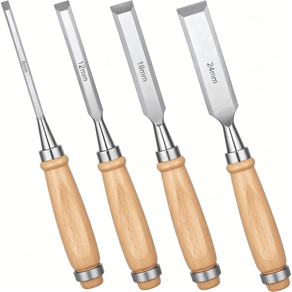 EXLEAF 4 Piece Wood Chisel,Professional Woodworking Tools Set,Bevel Edge Chisel Set
