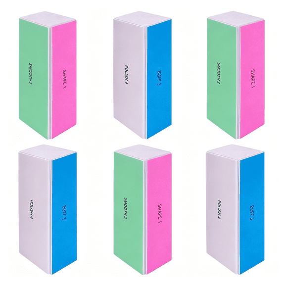 EXLEAF 4 Way Nail Buffer Block (6 Pcs),Nail Shine Buffers Blocks Files for Natural and Acrylic Nails Smoother Buffing Block Polisher Fingernail File Buffer 120/240/600 Grit
